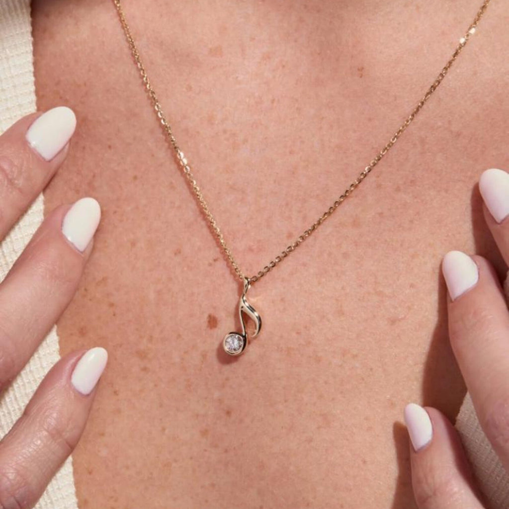0.30 CT Musical Note Pendant Necklace  Round Moissanite Diamond