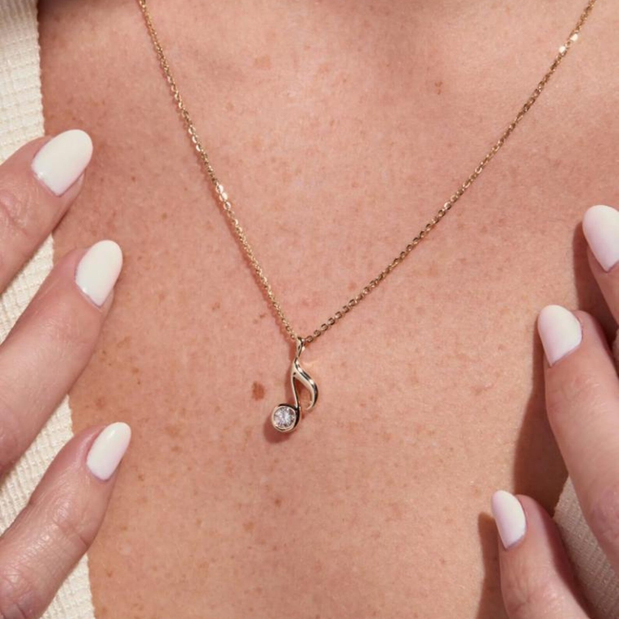 0.30 CT Musical Note Pendant Necklace  Round Moissanite Diamond