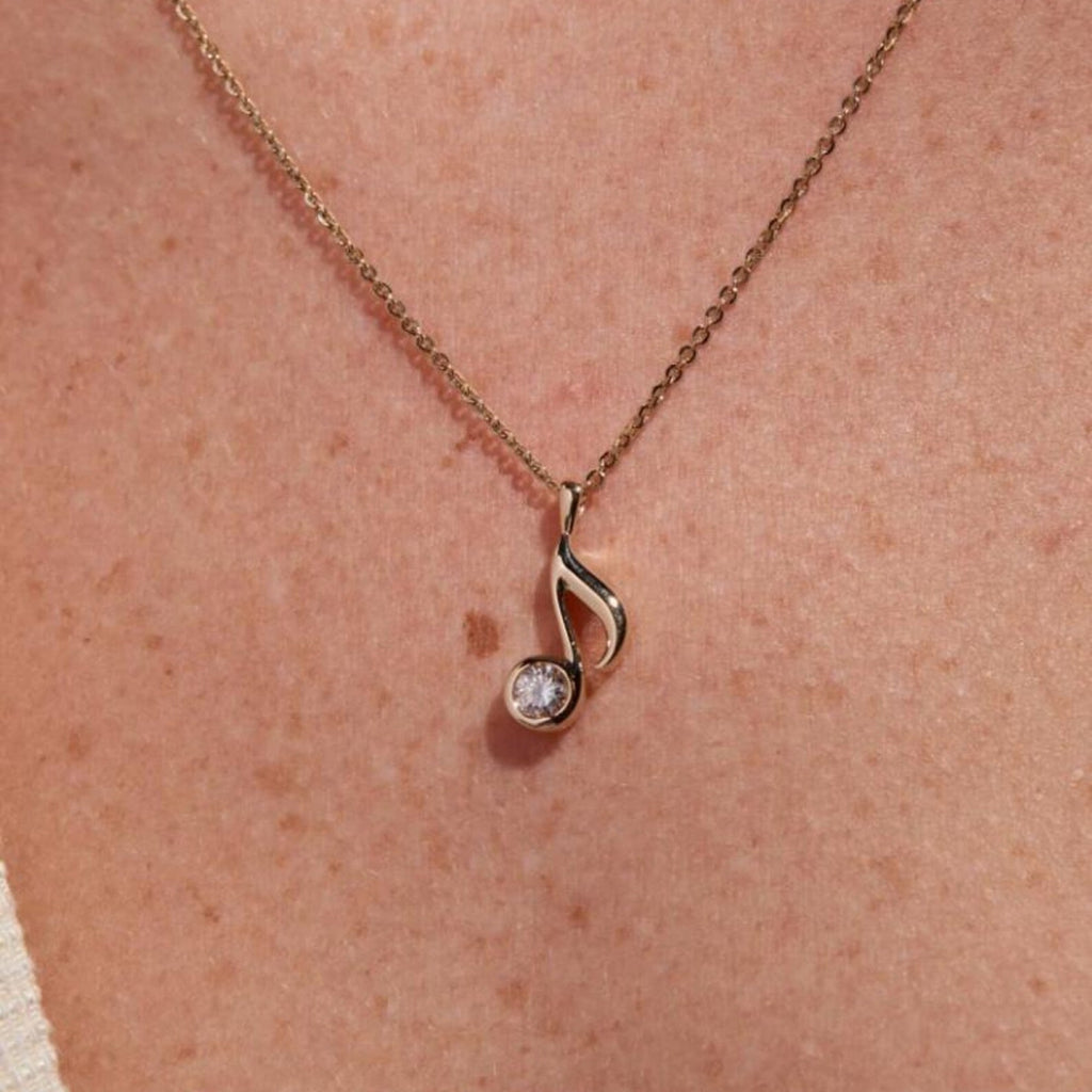 0.30 CT Musical Note Pendant Necklace  Round Moissanite Diamond