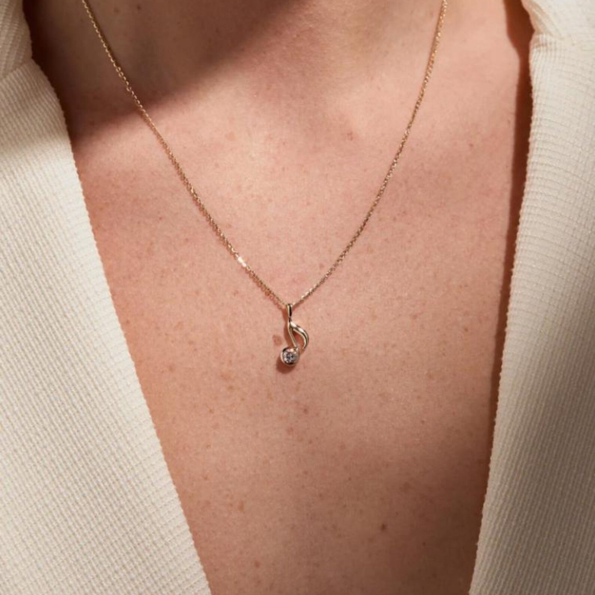 0.30 CT Musical Note Pendant Necklace  Round Moissanite Diamond