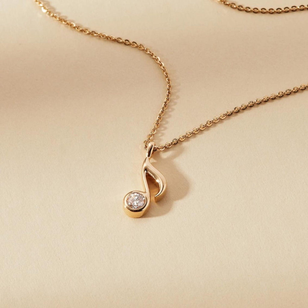 0.30 CT Musical Note Pendant Necklace  Round Moissanite Diamond