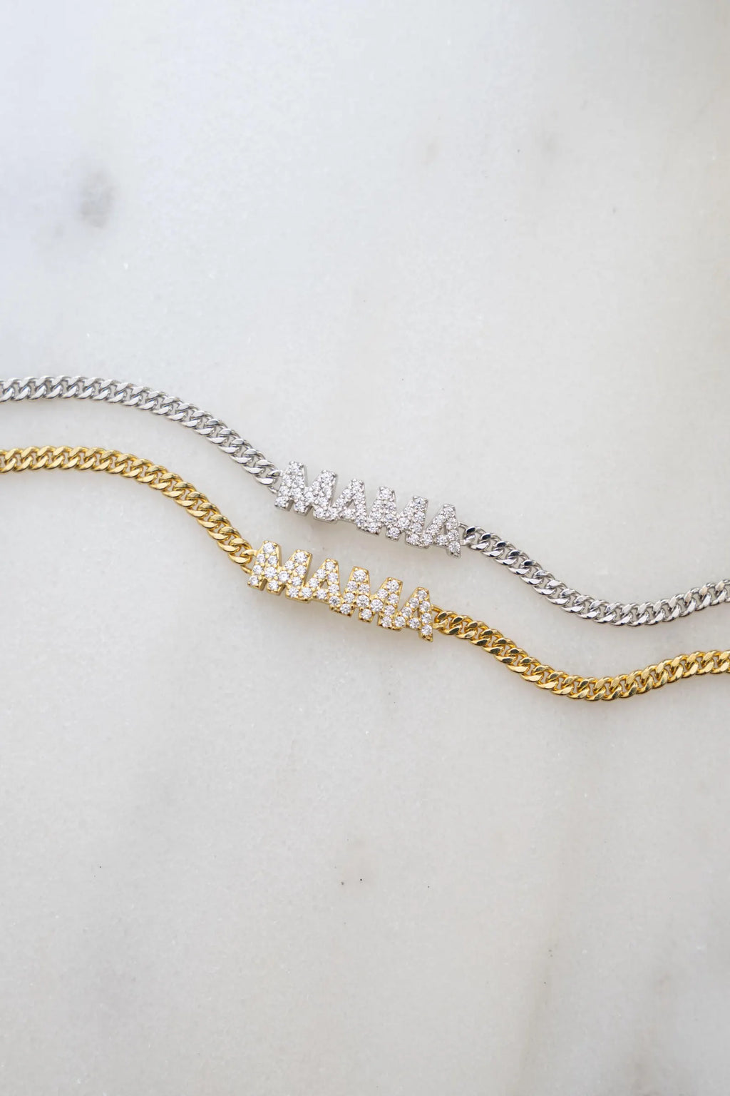Moissanite Diamond Name Bracelet, Gold Plated Cuban Chain Personalized Jewelry Gift