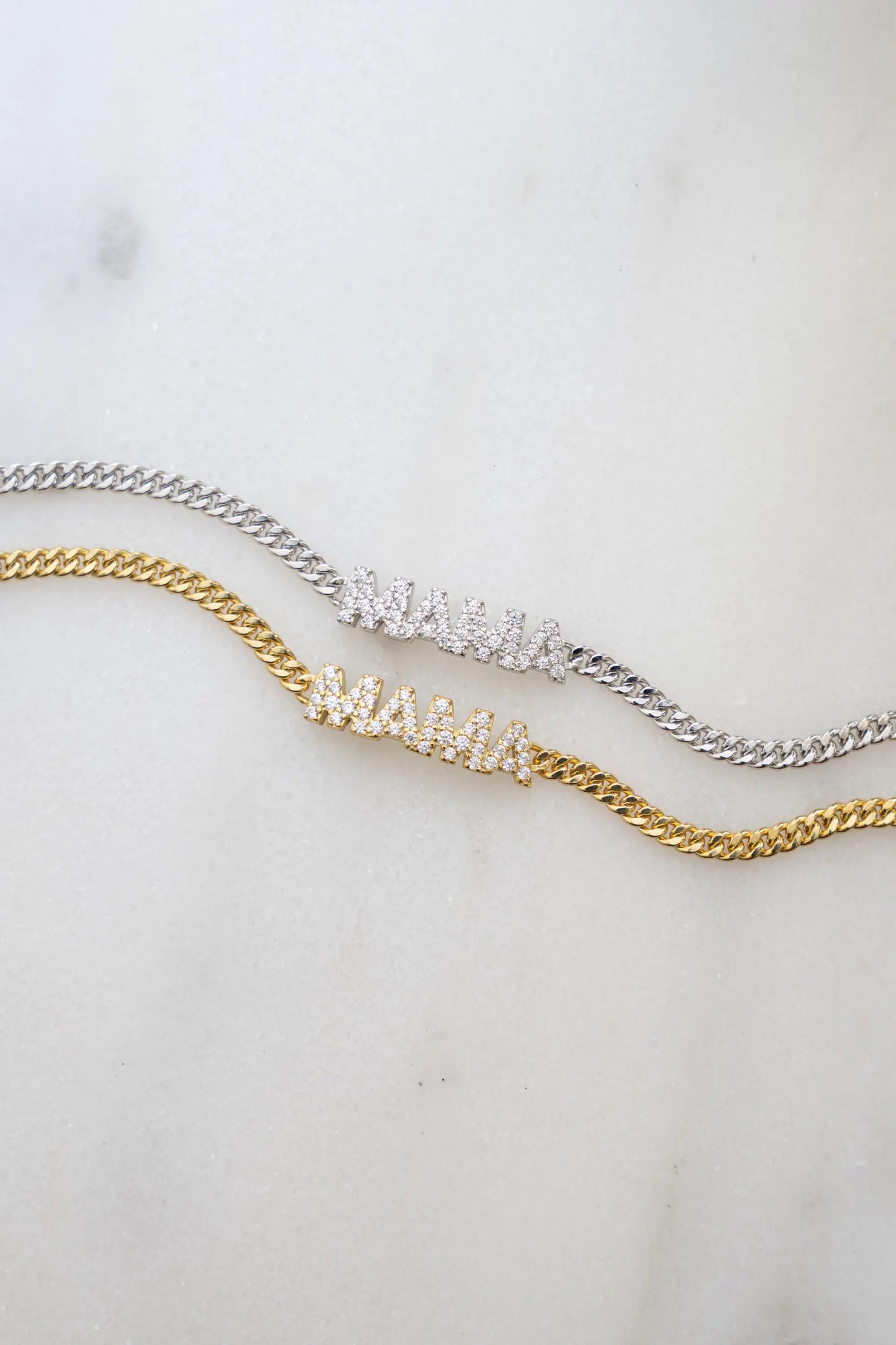 Moissanite Diamond Name Bracelet, Gold Plated Cuban Chain Personalized Jewelry Gift