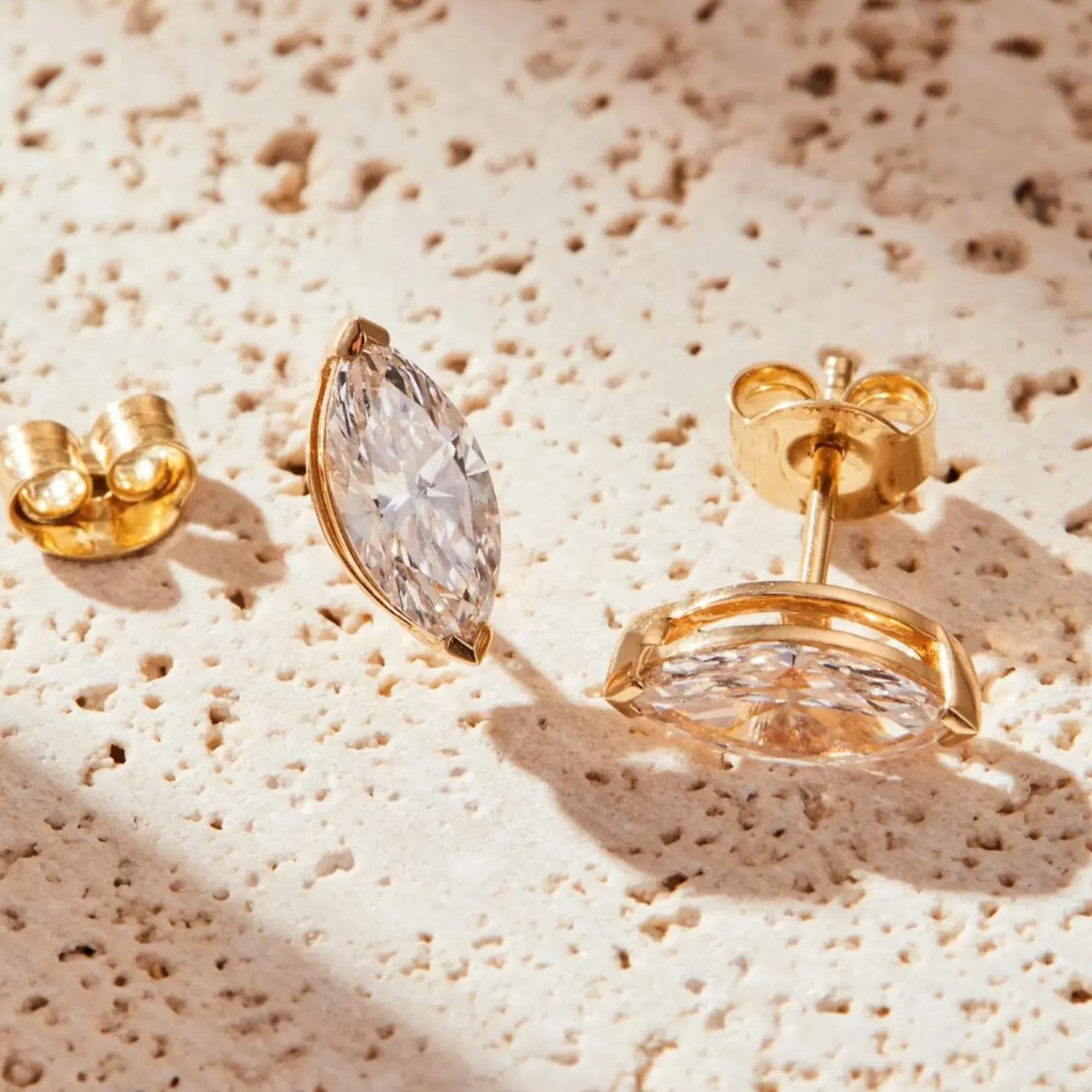 1.50 TCW Marquise Moissanite Diamond Stud Earrings Gold Unique Statement Jewelry