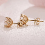 2.00 TCW Round Cut Lab Grown Stud Earring With Tulip Set