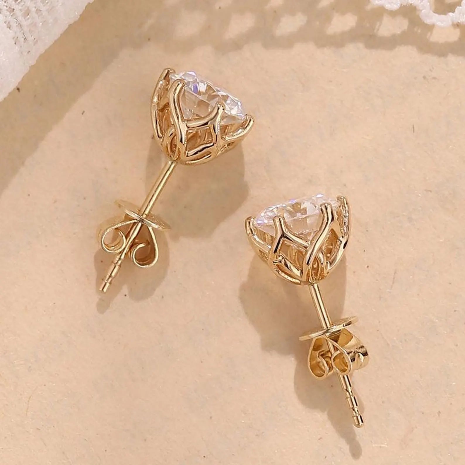 2.00 TCW Round Cut Moissanite Stud Earring With Tulip Set