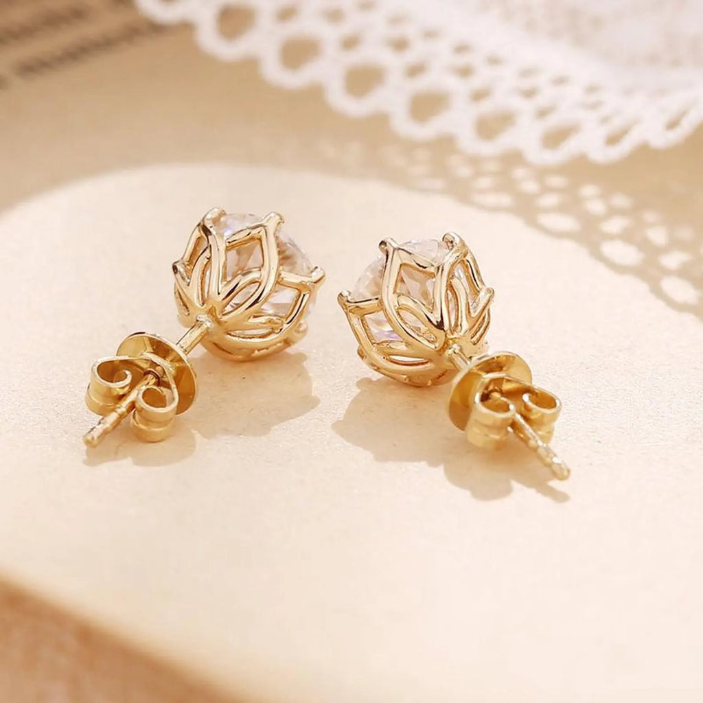2.00 TCW Round Cut Moissanite Stud Earring With Tulip Set