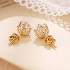 2.00 TCW Round Cut Moissanite Stud Earring With Tulip Set