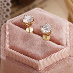 2.00 TCW Round Cut Lab Grown Stud Earring With Tulip Set