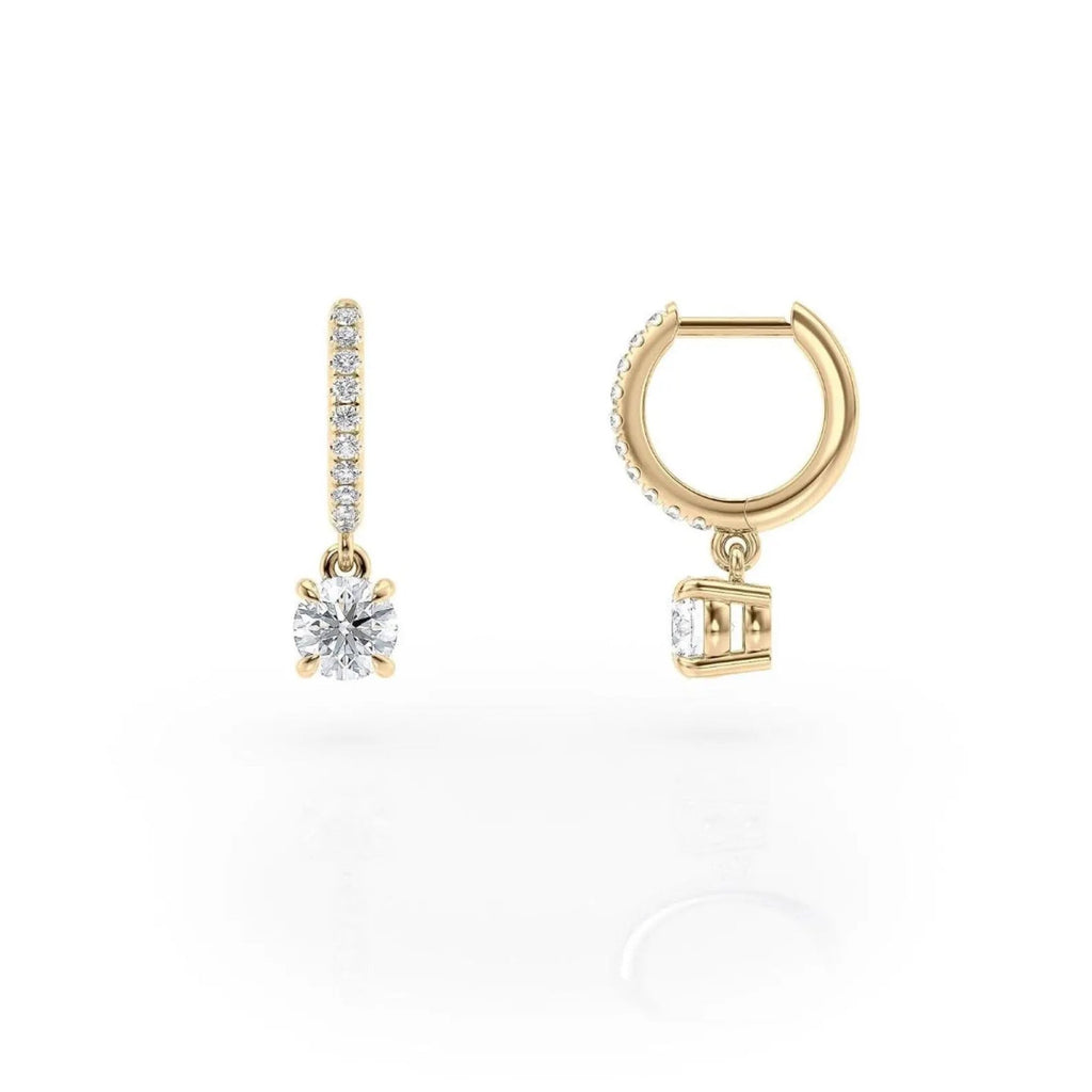 1.20 TCW Round Cut Moissanite Diamond Huggie Drop Earring