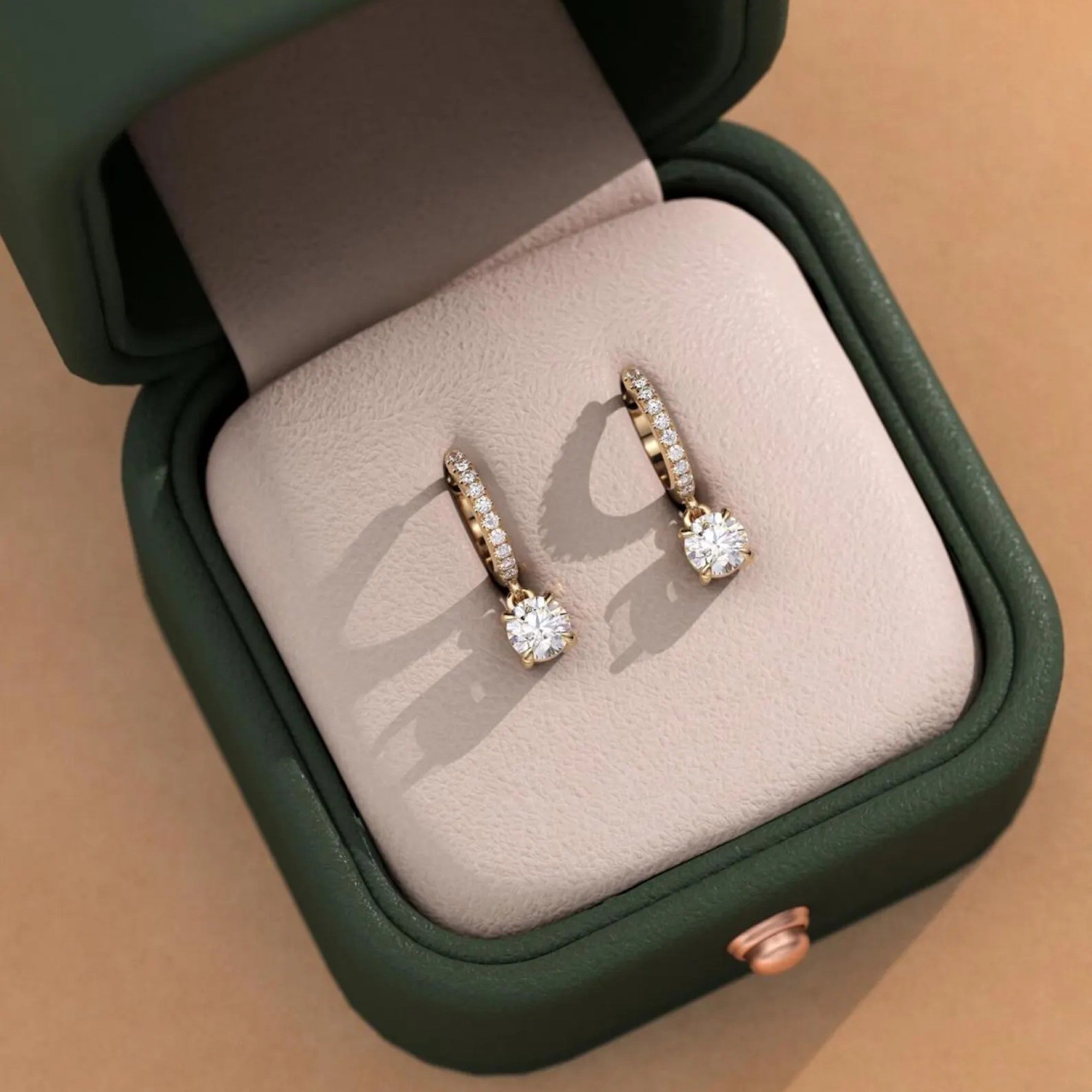 1.20 TCW Round Cut Lab-Grown Diamond Huggie Drop Earring