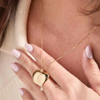 Gold Heart Pendant Necklace: Lab Diamond Art Deco Jewelry