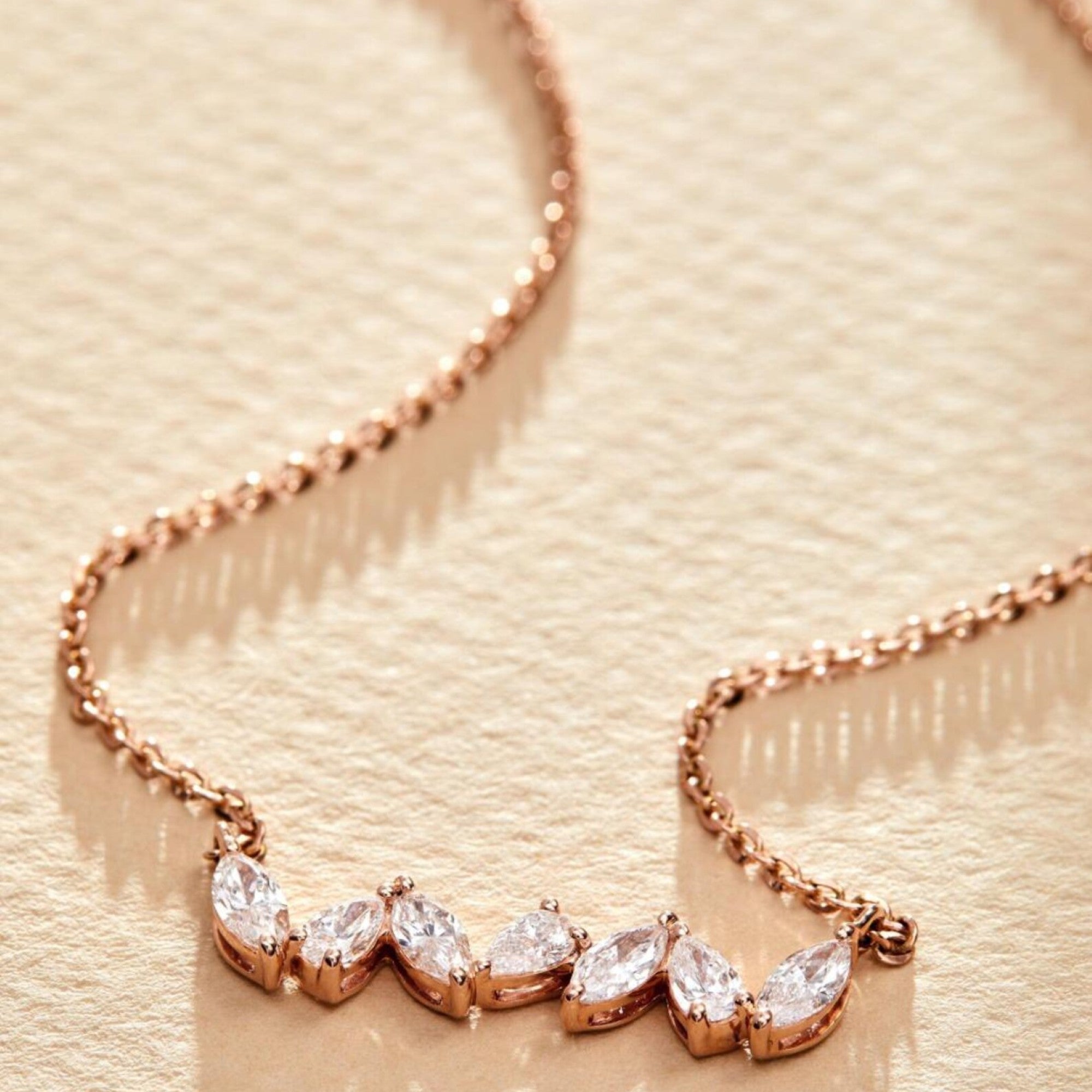 0.76 TCW Marquise Cut Moissanite Diamond Gold Necklace, Dainty Jewelry