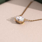 1.00 CT Oval Moissanite Diamond Gold Necklace, Solitaire Pendant Dainty Gift for Her