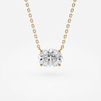 1.00 CT Oval Lab Grown Diamond Gold Necklace, Solitaire Pendant Dainty Gift for Her