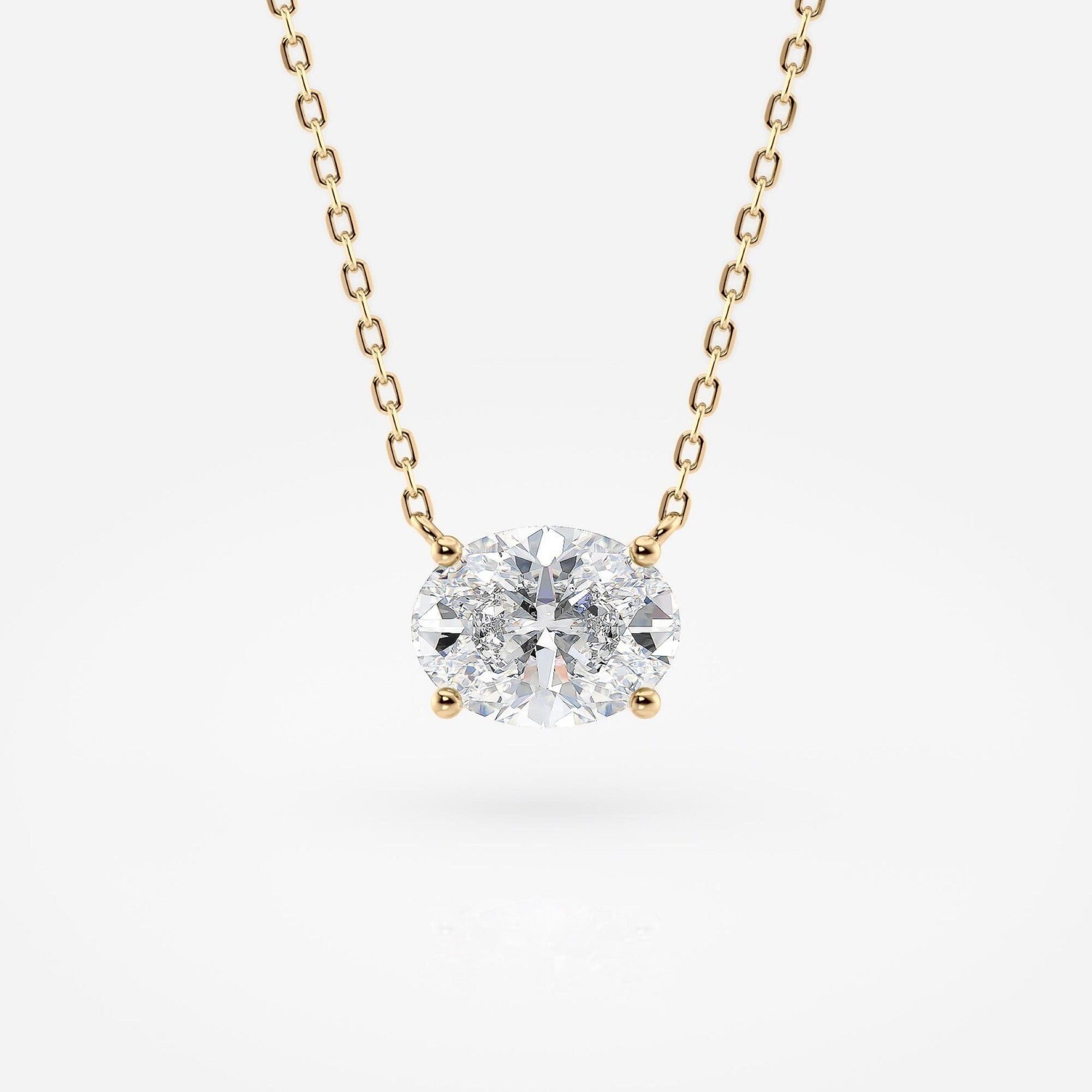 1.00 CT Oval Lab Grown Diamond Gold Necklace, Solitaire Pendant Dainty Gift for Her