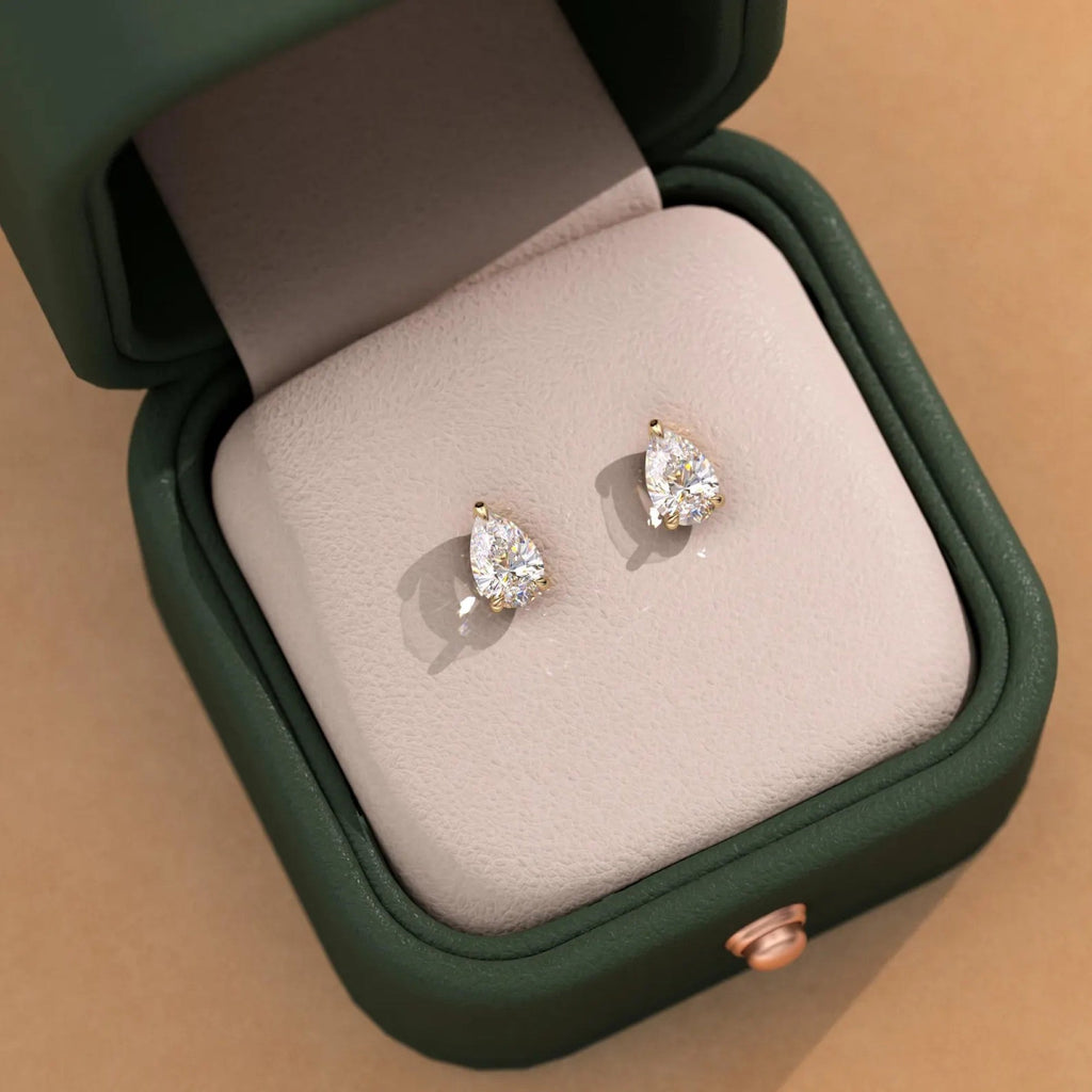 Dainty 2.00 TCW Pear Moissanite Stud Earrings Elegant Teardrop Design