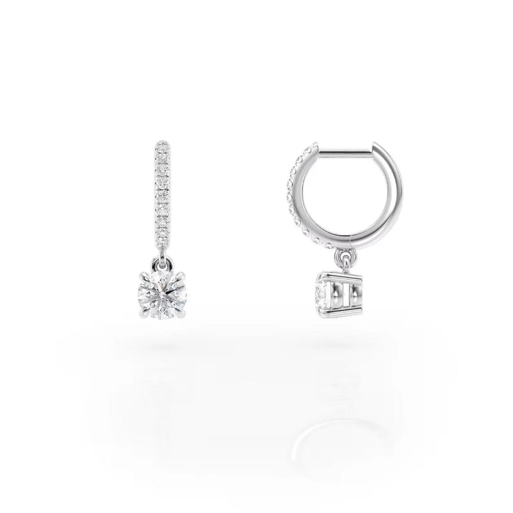 1.20 TCW Round Cut Moissanite Diamond Huggie Drop Earring