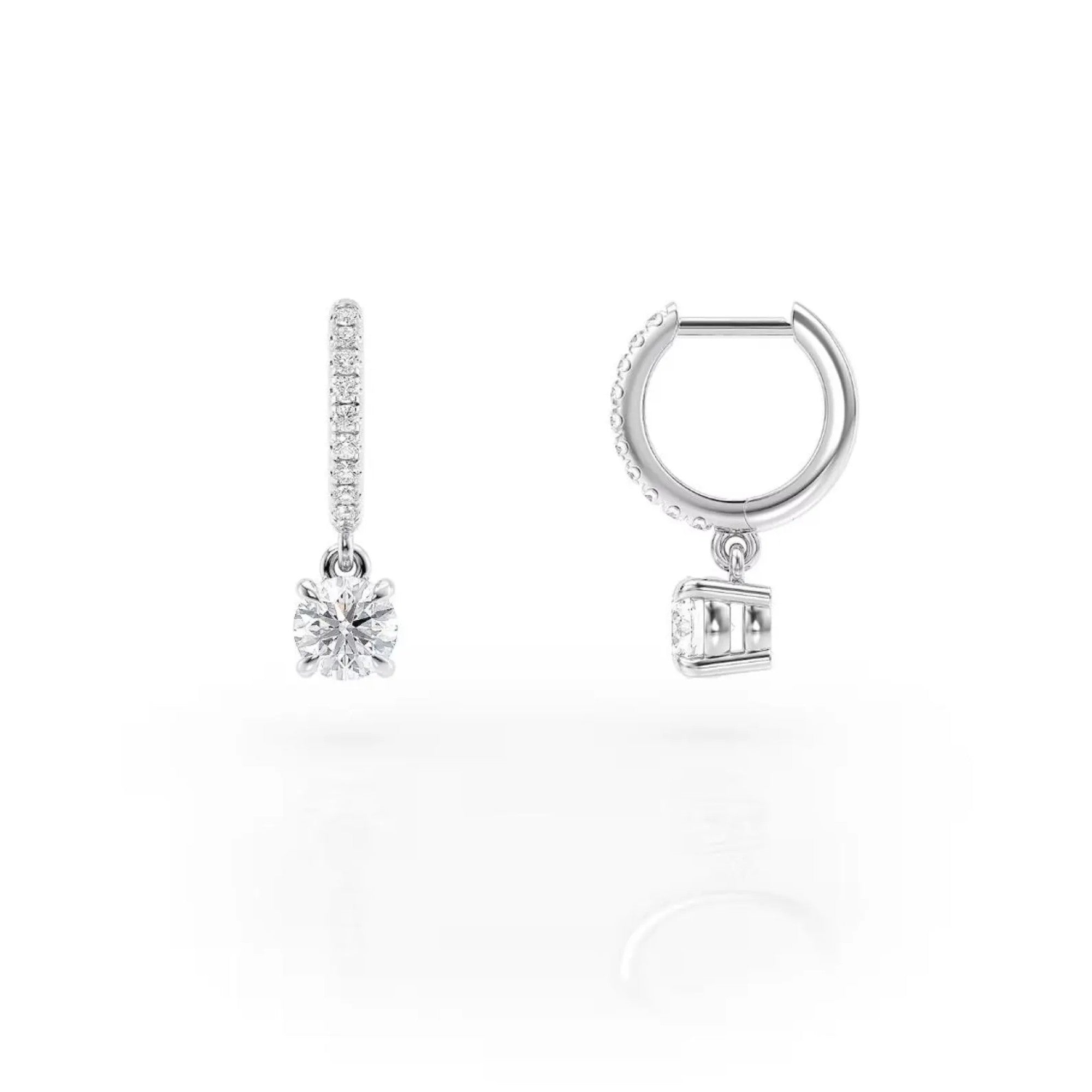 1.20 TCW Round Cut Lab-Grown Diamond Huggie Drop Earring