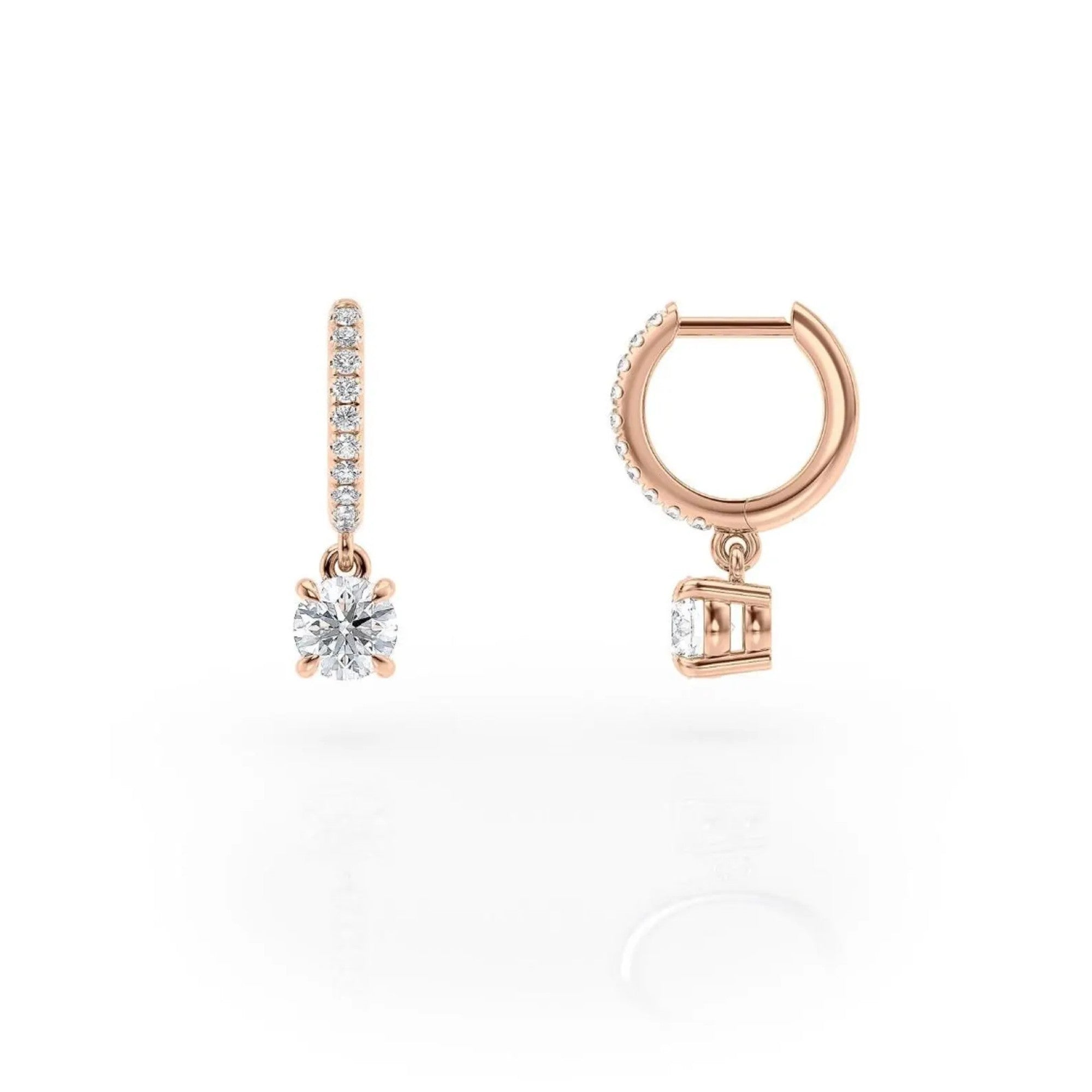 1.20 TCW Round Cut Lab-Grown Diamond Huggie Drop Earring