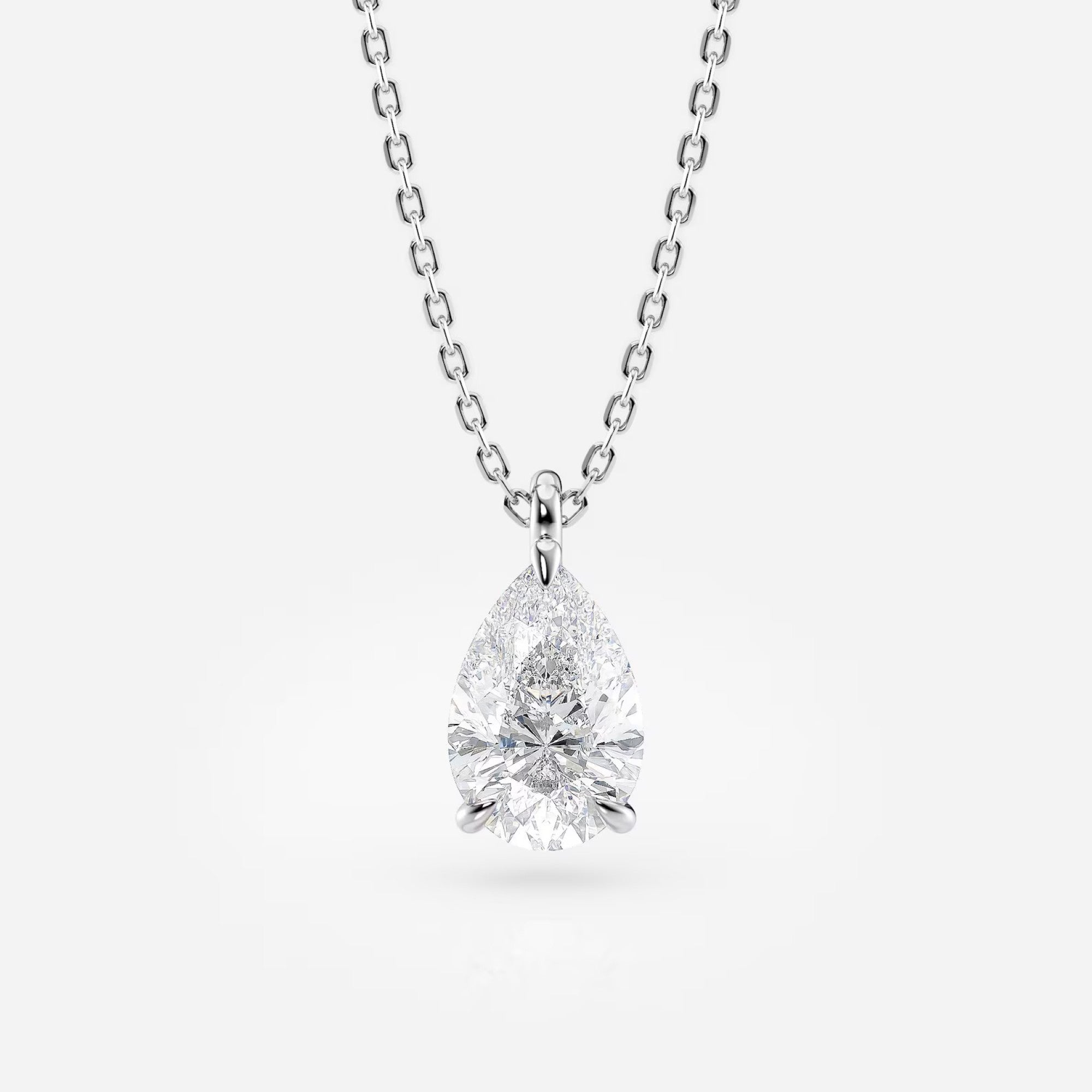 1.00 CT Pear Cut Lab-Grown Diamond Pendant Necklace Gold Solitaire Drop, IGI Certified
