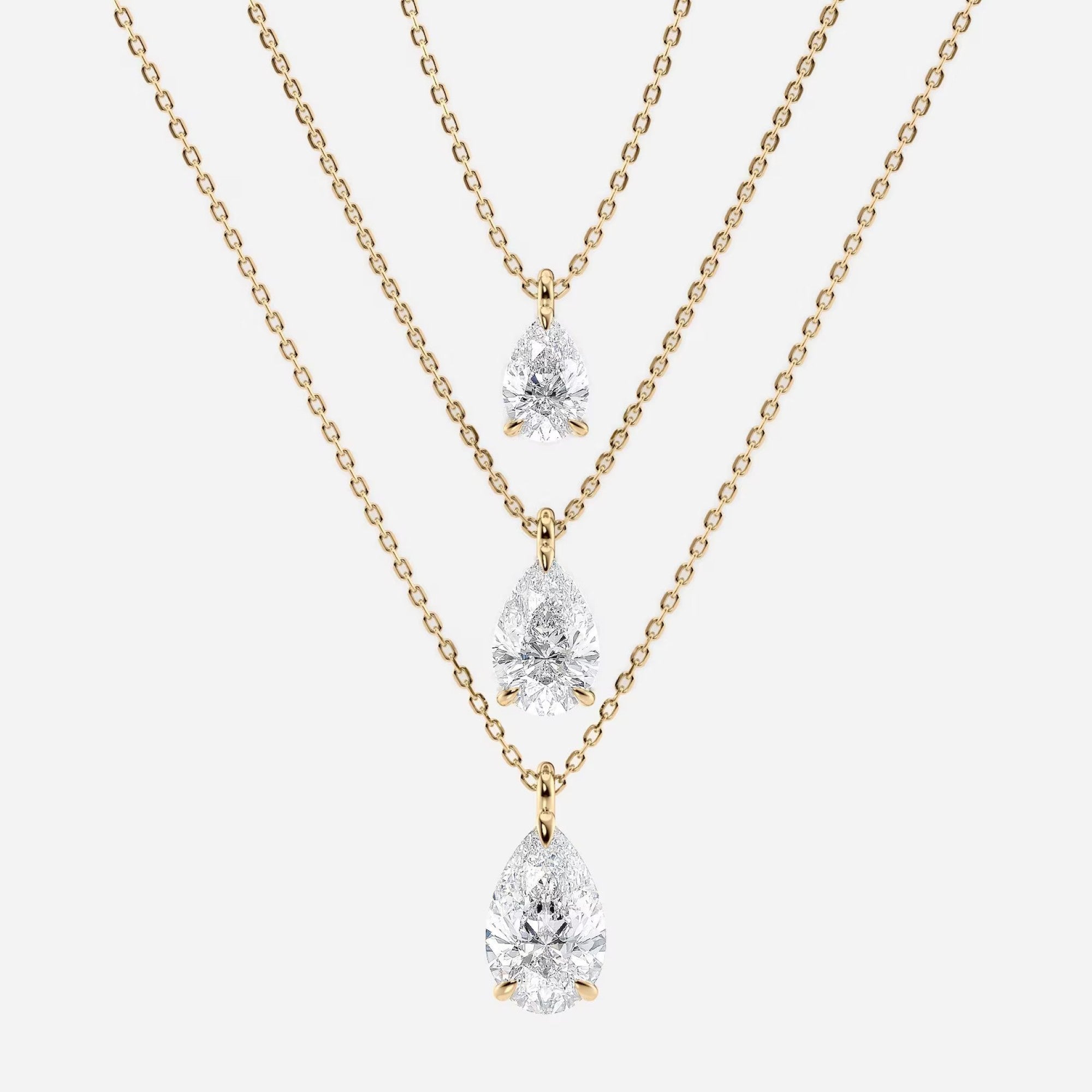1.00 CT Pear Cut Lab-Grown Diamond Pendant Necklace Gold Solitaire Drop, IGI Certified