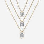 1.00 CT Emerald Cut Moissanite Diamond Pendant Necklace Gold Solitaire Drop, IGI Certified