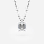 1.00 CT Emerald Cut Moissanite Diamond Pendant Necklace Gold Solitaire Drop, IGI Certified