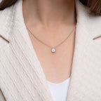 1.00 CT Emerald Cut Moissanite Diamond Pendant Necklace Gold Solitaire Drop, IGI Certified