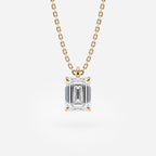 1.00 CT Emerald Cut Moissanite Diamond Pendant Necklace Gold Solitaire Drop, IGI Certified