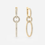 1.10 TCW Round Cut Lab Grown Diamond Drop Earrings Modern Link Dangles