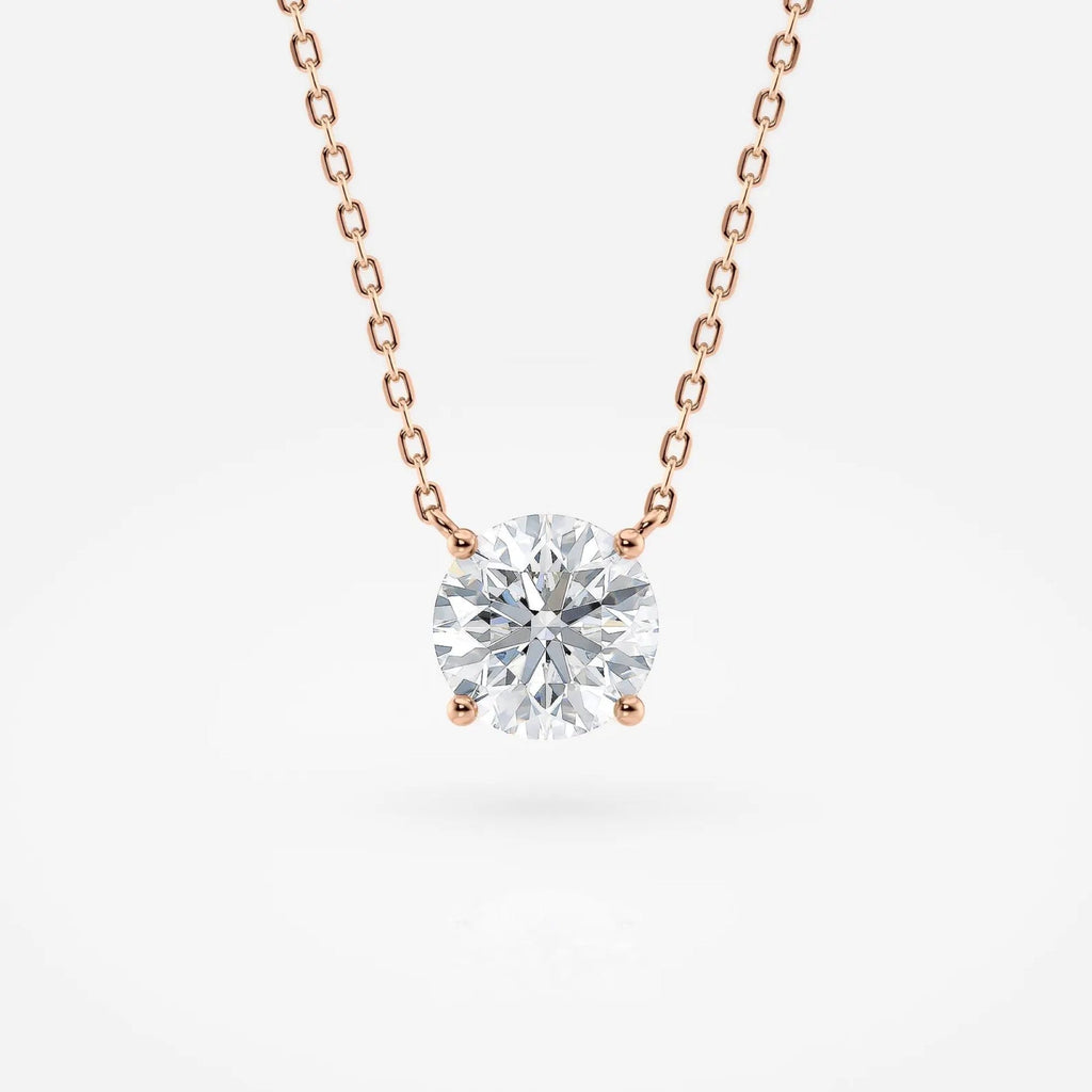 1.00 CT Round Lab Grown Diamond Solitaire Necklace Gold Minimalist Pendant