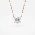 1.00 CT Round Lab Grown Diamond Solitaire Necklace Gold Minimalist Pendant