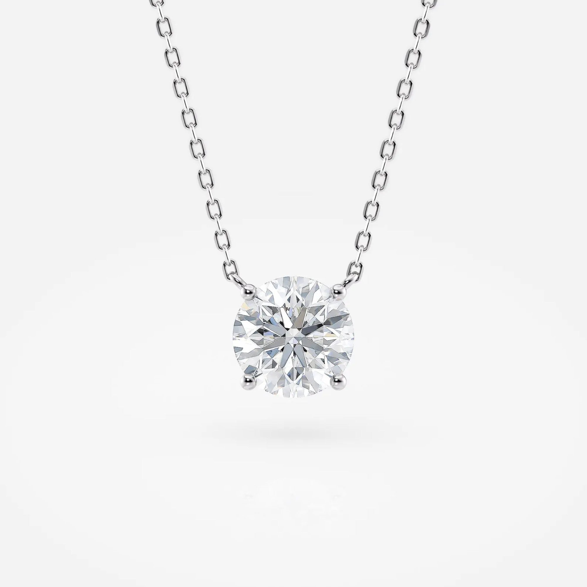 1.00 CT Round Lab Grown Diamond Solitaire Necklace Gold Minimalist Pendant