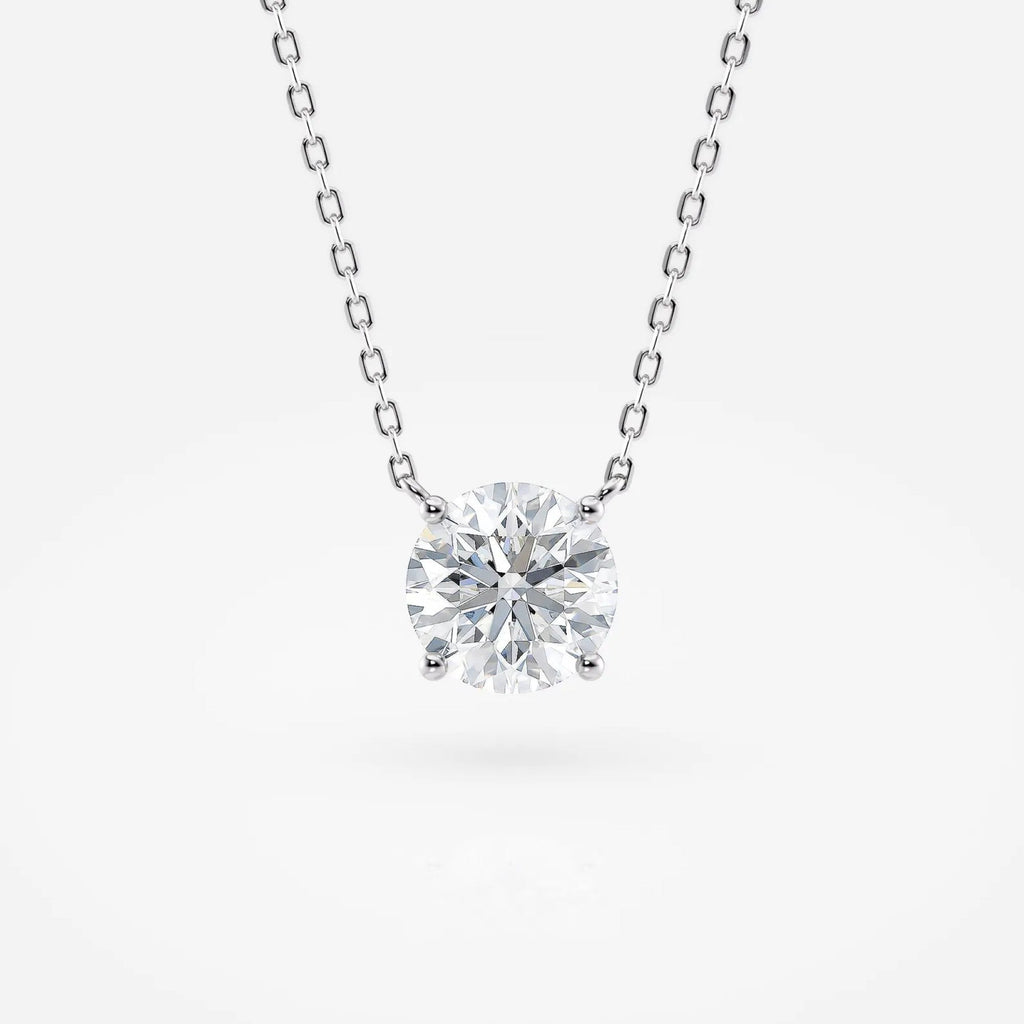 1.00 CT Round Moissanite Diamond Solitaire Necklace Gold Minimalist Pendant