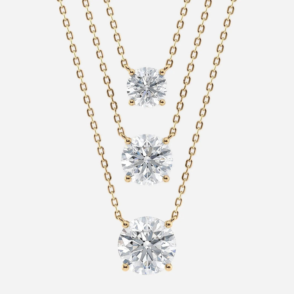 1.00 CT Round Lab Grown Diamond Solitaire Necklace Gold Minimalist Pendant