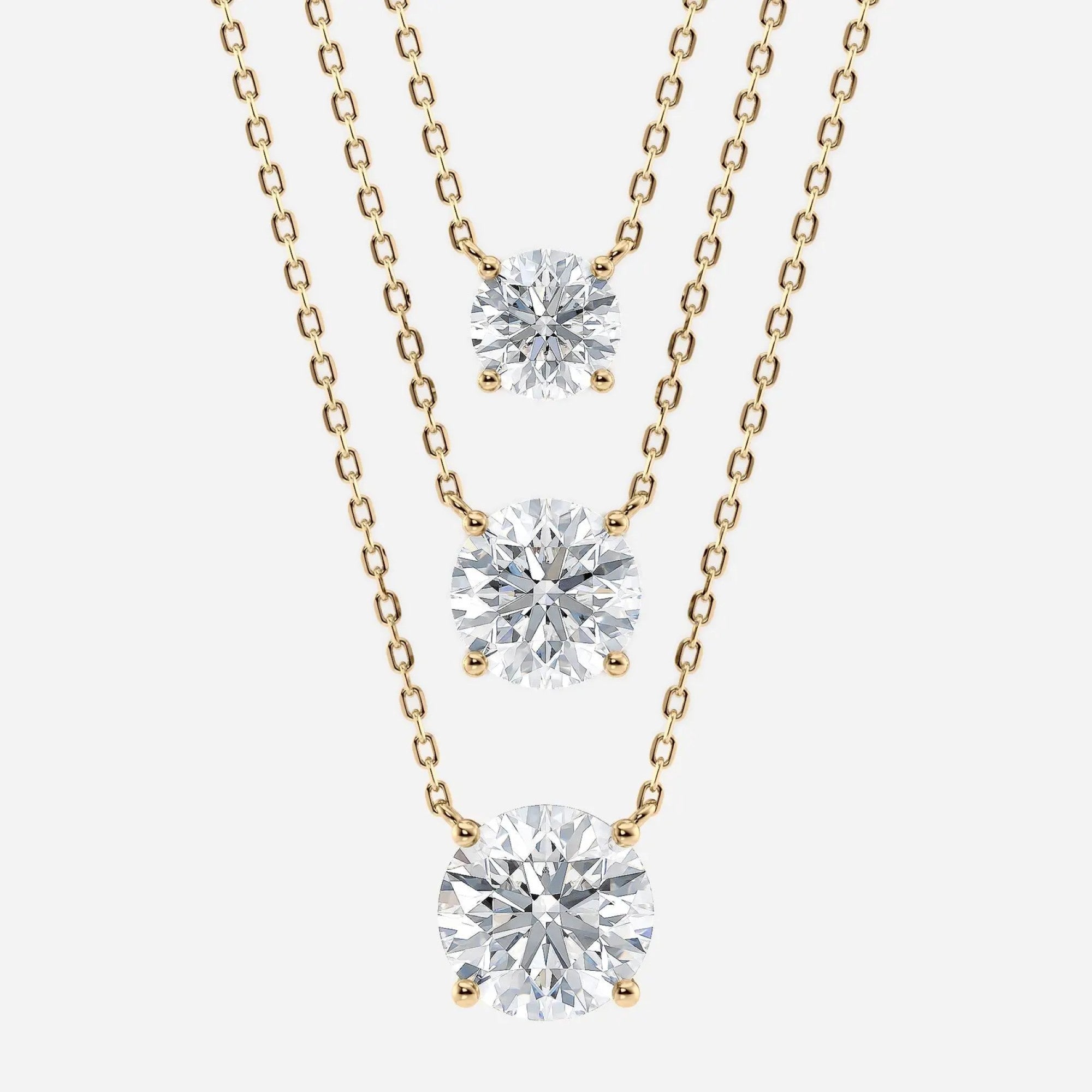1.00 CT Round Lab Grown Diamond Solitaire Necklace Gold Minimalist Pendant