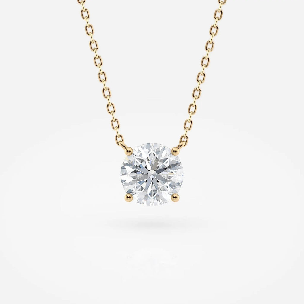 1.00 CT Round Lab Grown Diamond Solitaire Necklace Gold Minimalist Pendant
