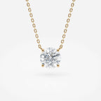 1.00 CT Round Lab Grown Diamond Solitaire Necklace Gold Minimalist Pendant