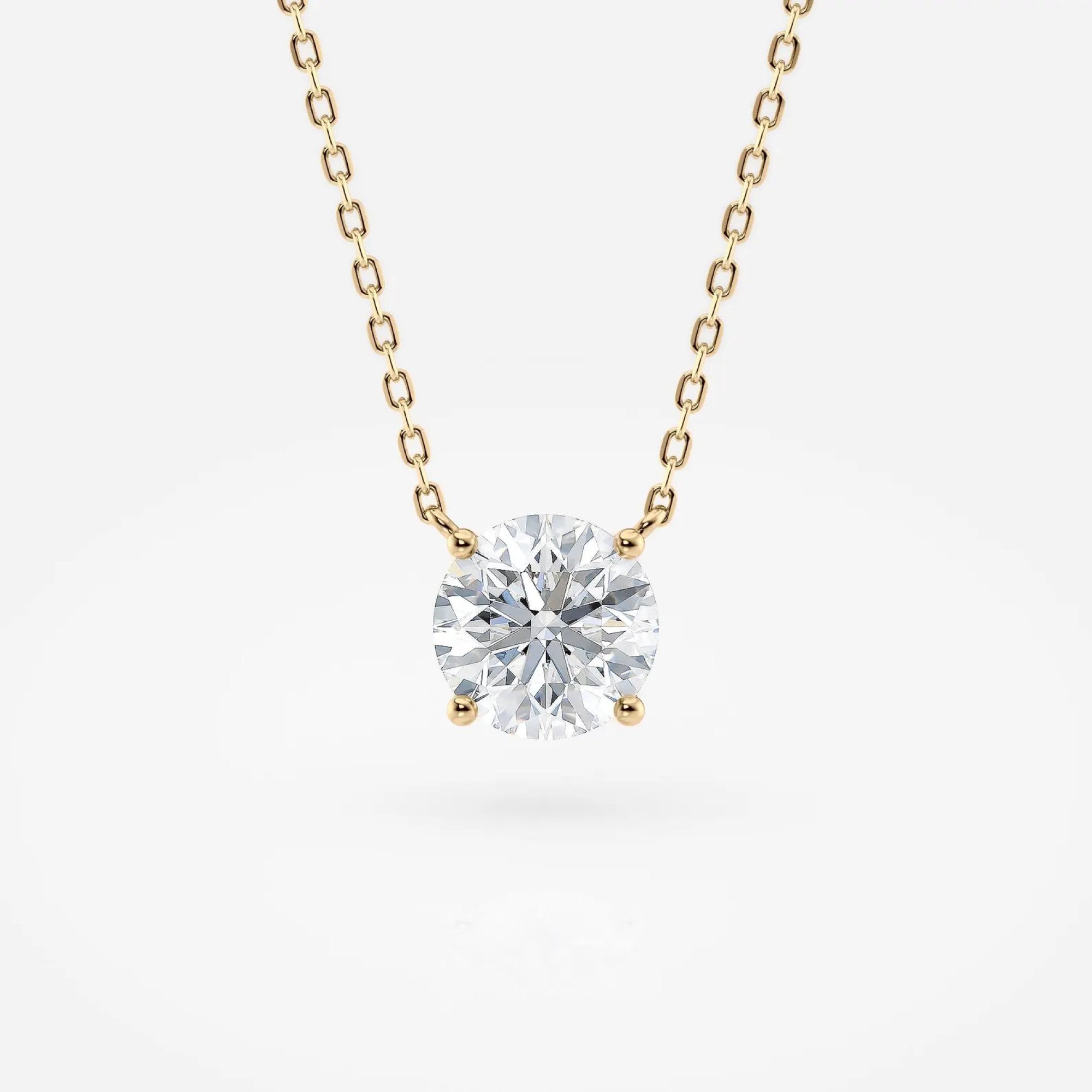 1.00 CT Round Lab Grown Diamond Solitaire Necklace Gold Minimalist Pendant