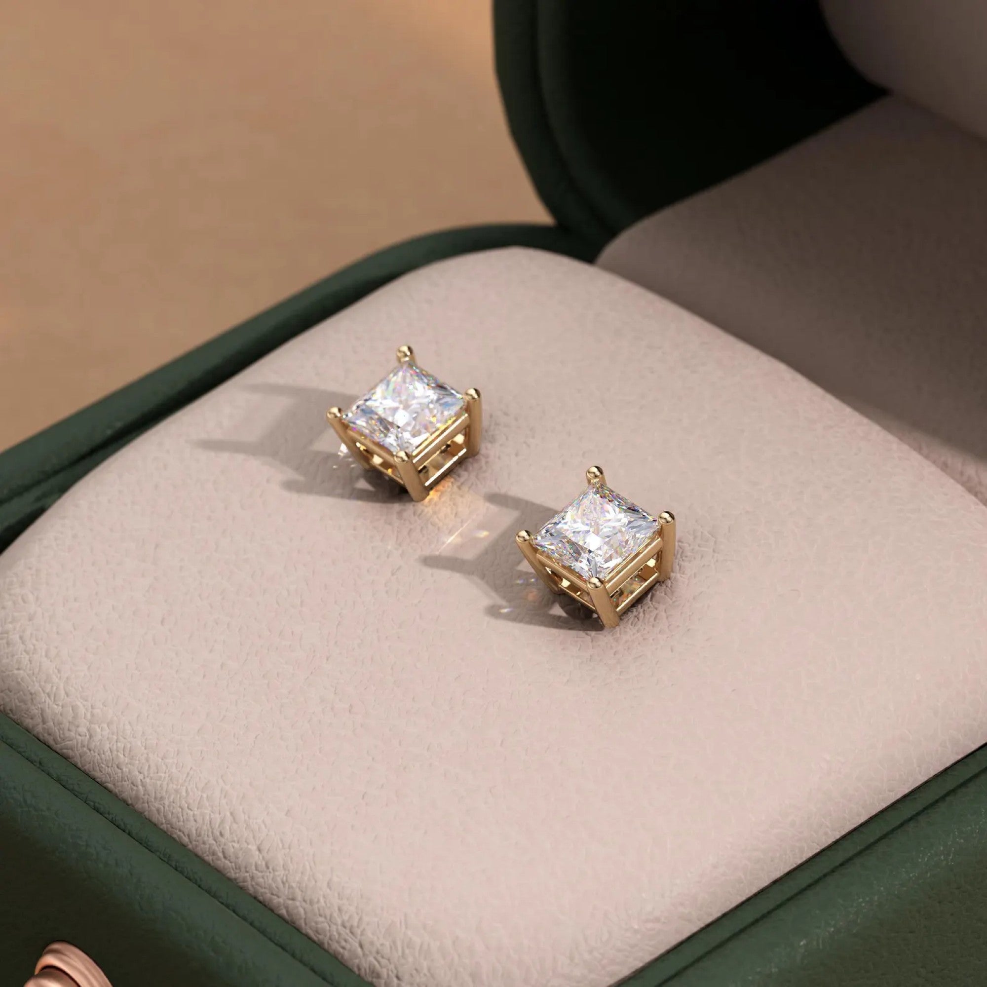 1.00 TCW Princess Moissanite Diamond Stud Earring Gift For Her