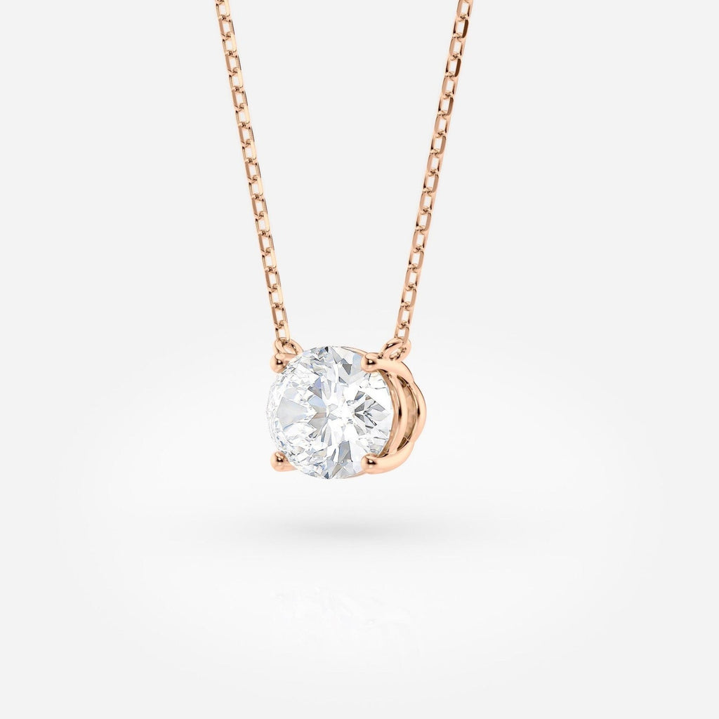 1.00 CT Oval Lab Grown Diamond Gold Necklace, Solitaire Pendant Dainty Gift for Her