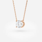 1.00 CT Oval Lab Grown Diamond Gold Necklace, Solitaire Pendant Dainty Gift for Her