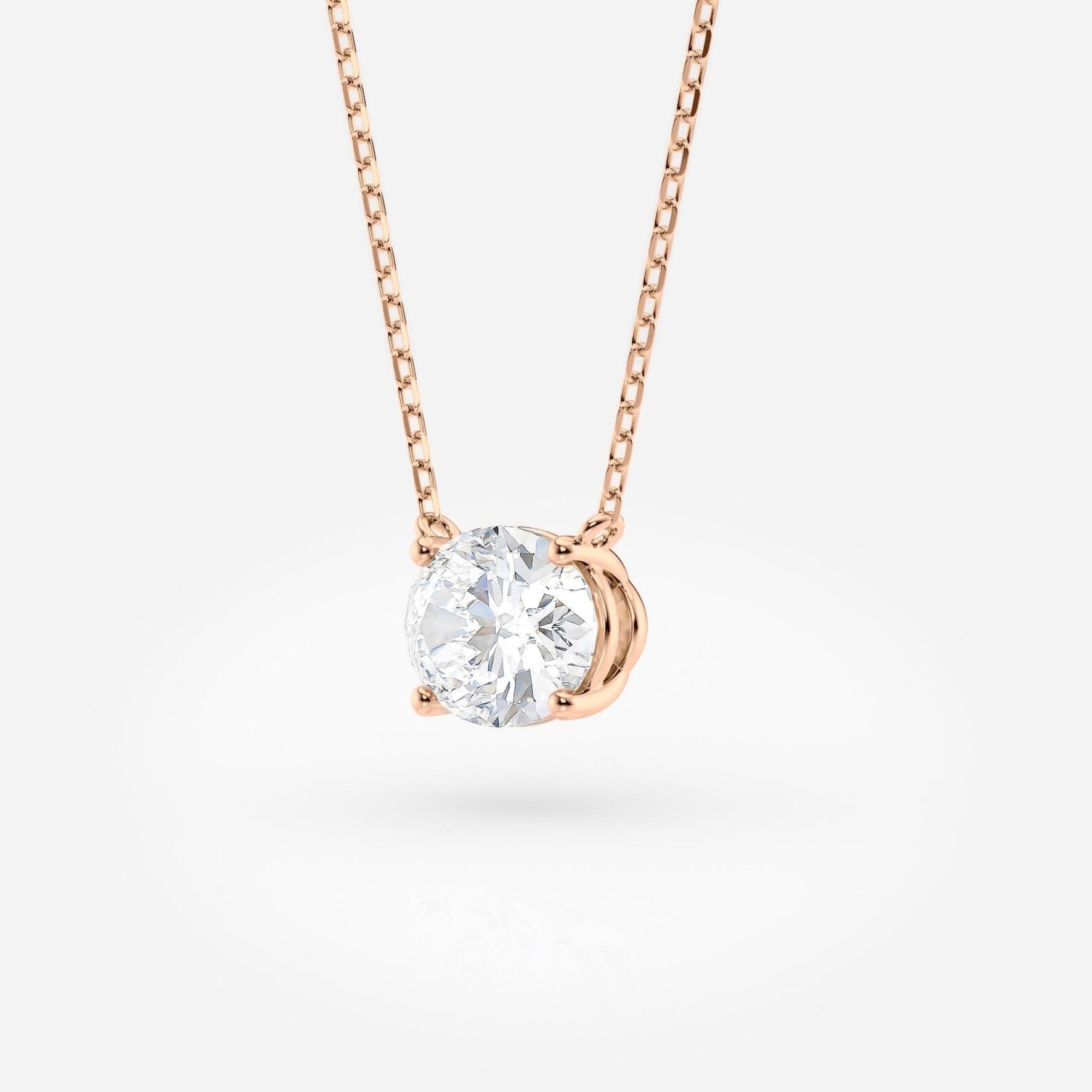 1.00 CT Oval Lab Grown Diamond Gold Necklace, Solitaire Pendant Dainty Gift for Her