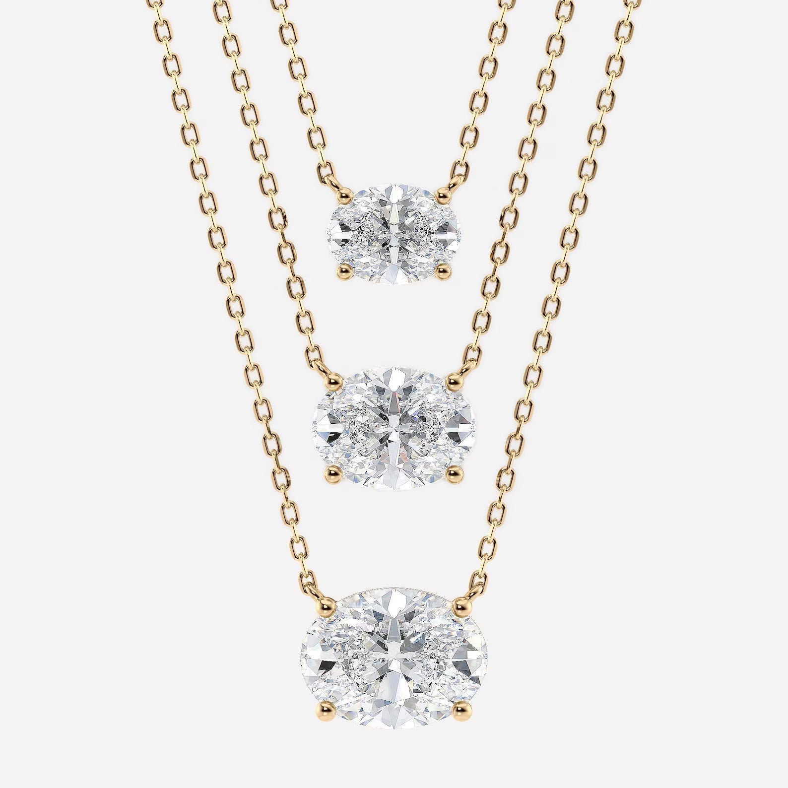 1.00 CT Oval Moissanite Diamond Gold Necklace, Solitaire Pendant Dainty Gift for Her