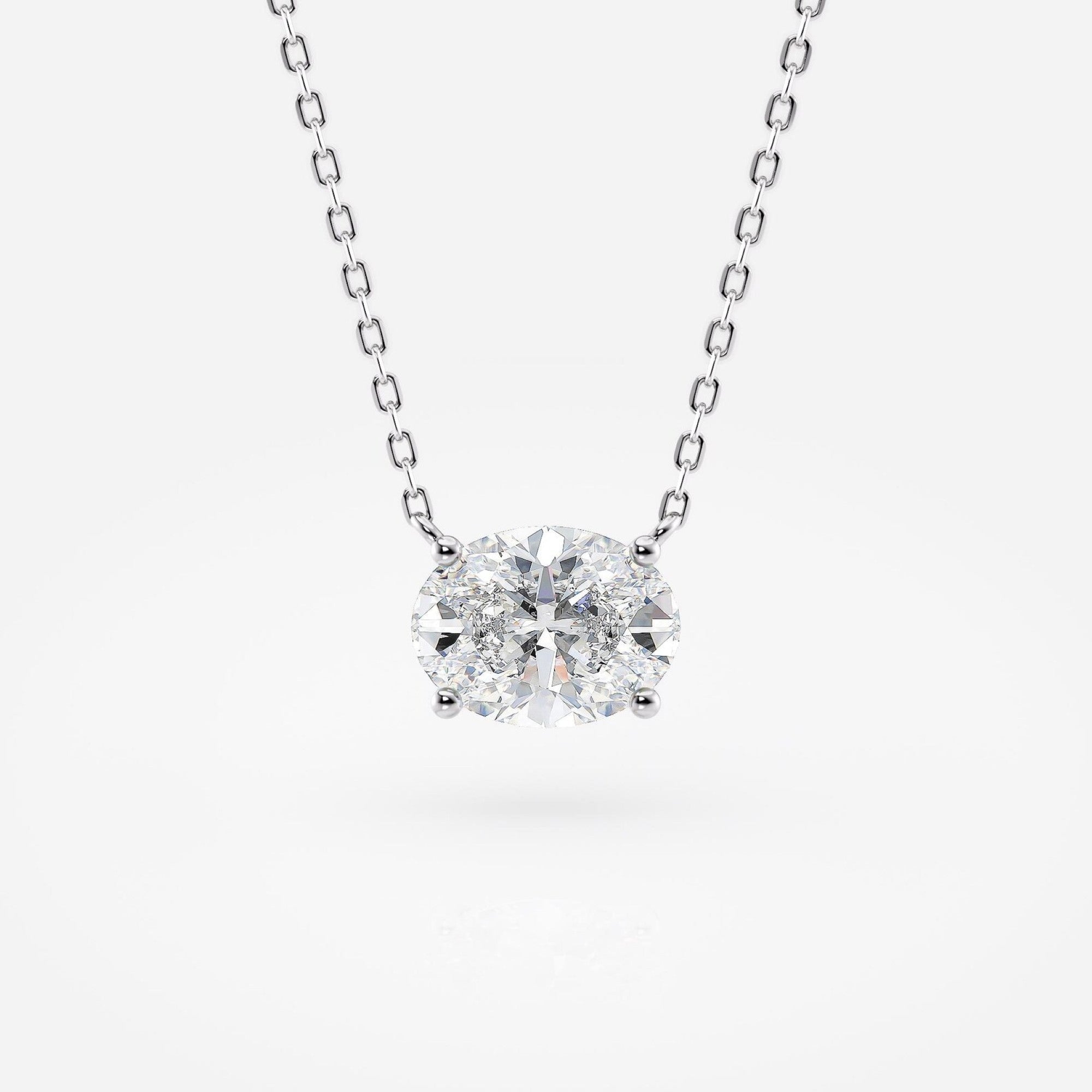 1.00 CT Oval Moissanite Diamond Gold Necklace, Solitaire Pendant Dainty Gift for Her