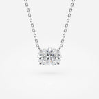 1.00 CT Oval Lab Grown Diamond Gold Necklace, Solitaire Pendant Dainty Gift for Her