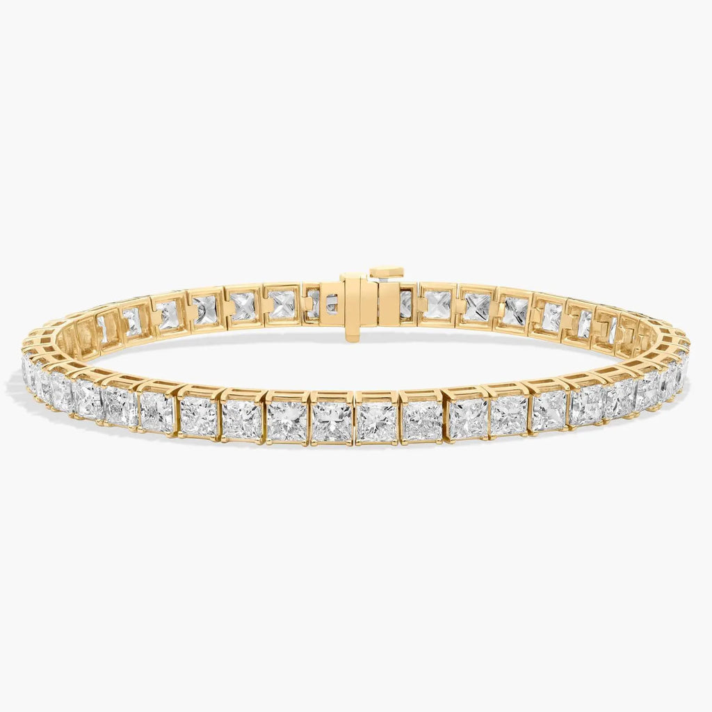 Princess Cut Lab Grown Diamond Tennis Bracelet, Elegant Gold Morden Jewellery