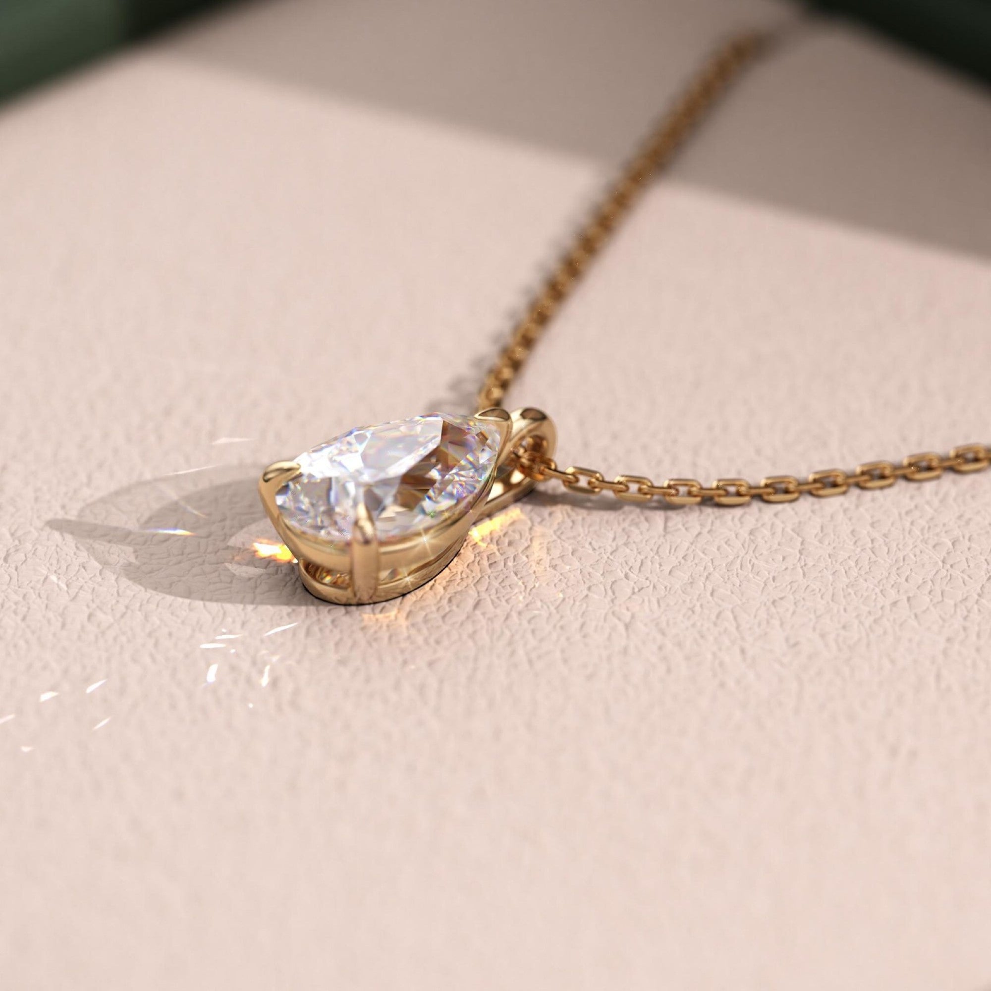 1.00 CT Pear Cut Lab-Grown Diamond Pendant Necklace Gold Solitaire Drop, IGI Certified