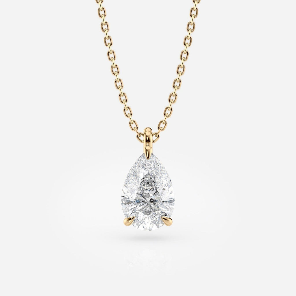 1.00 CT Pear Cut Lab-Grown Diamond Pendant Necklace Gold Solitaire Drop, IGI Certified